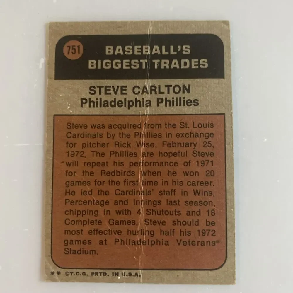 1972 Topps - High # Steve Carlton #751 Traded